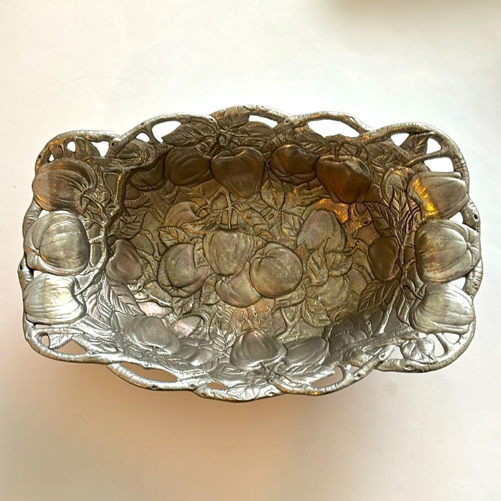 Arthur Court Vintage Rectangle Apple Leaves Serving Bowl